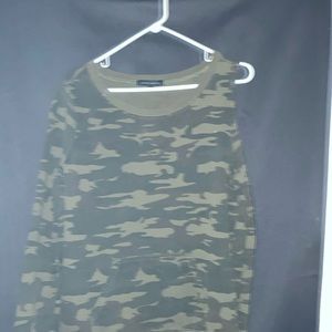 Very new camo shirt with open shoulder dark camo color look great with jeans
